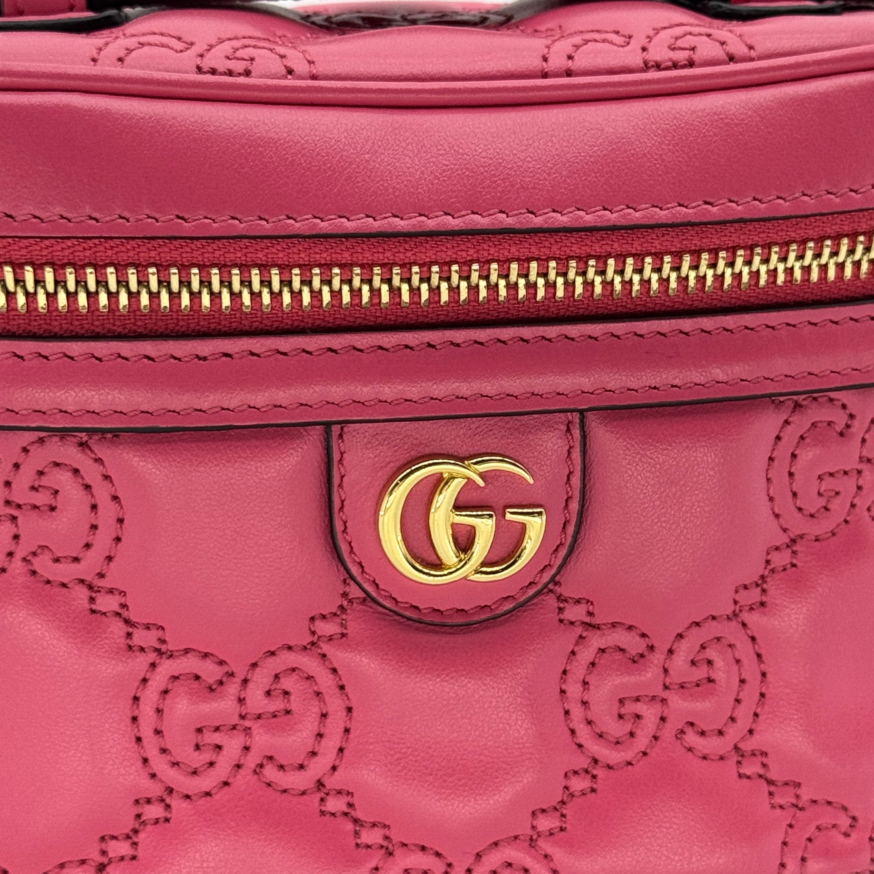 Gucci Pink GG Quilted Leather Matelassè Mini Top Handle Bag
