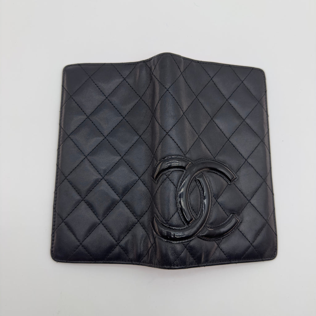 Chanel Quilted Calfskin Cambon Line Long Black and Pink Bifold Wallet