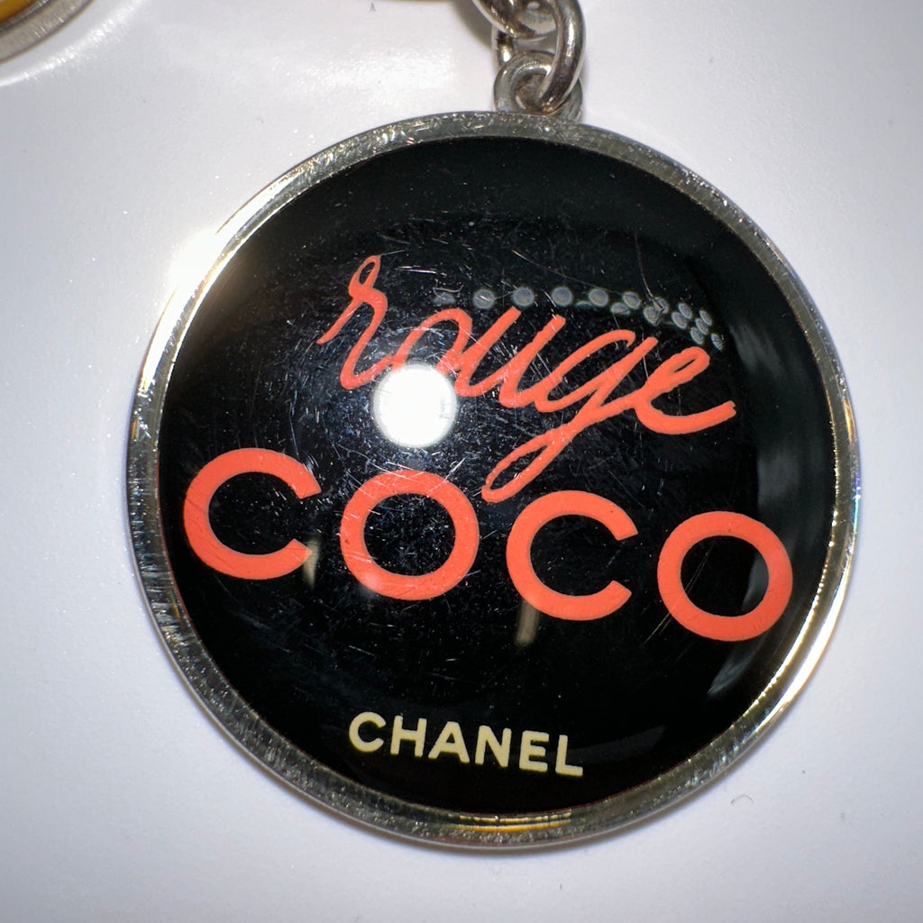 Chanel Silvertone Metal and Resin Rouge Coco Charm Key Chain and Bag Charm