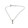 Christian Dior Logo Plate Necklace Silver Tone