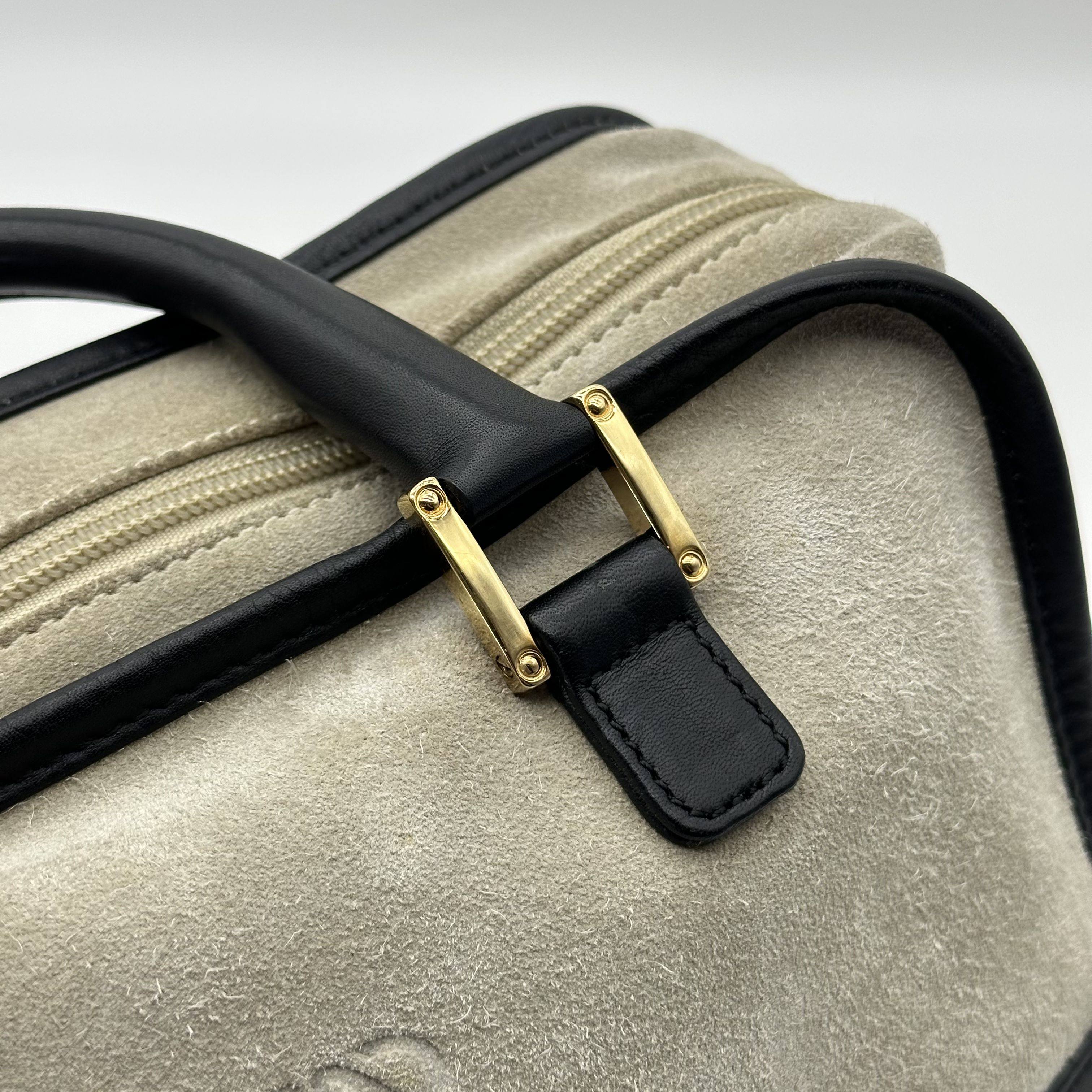 Loewe Amazona 28 Anagram Logo Suede Leather Boston Handbag