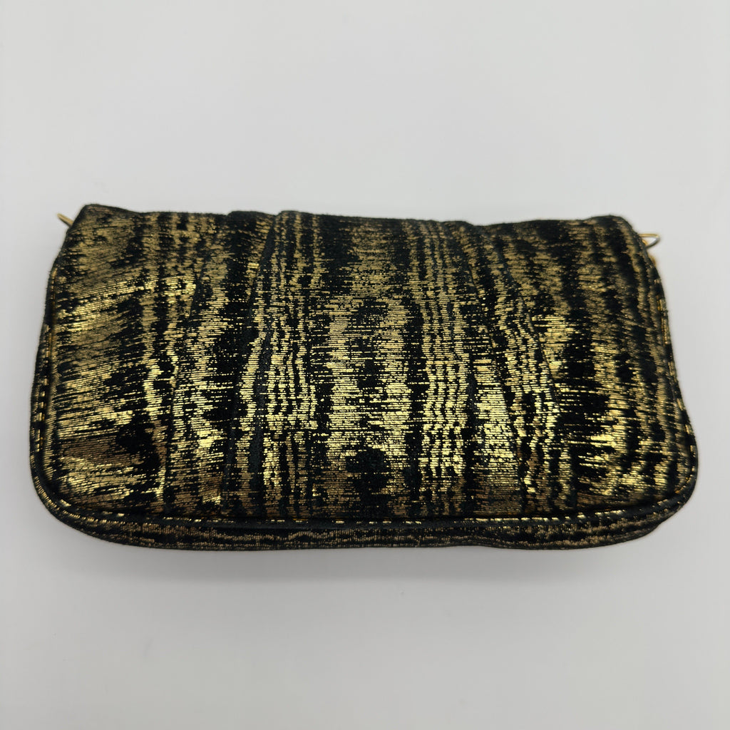 Fendi Velour Chain Shoulder Bag Black×Gold 8BP046