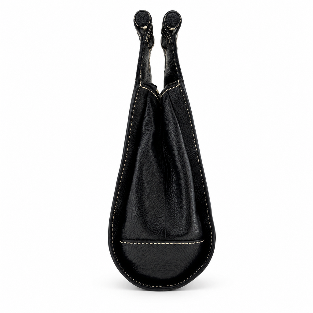 LOEWE Vintage Shoulder Bag Dual Exterior Pockets Gold Hardware
