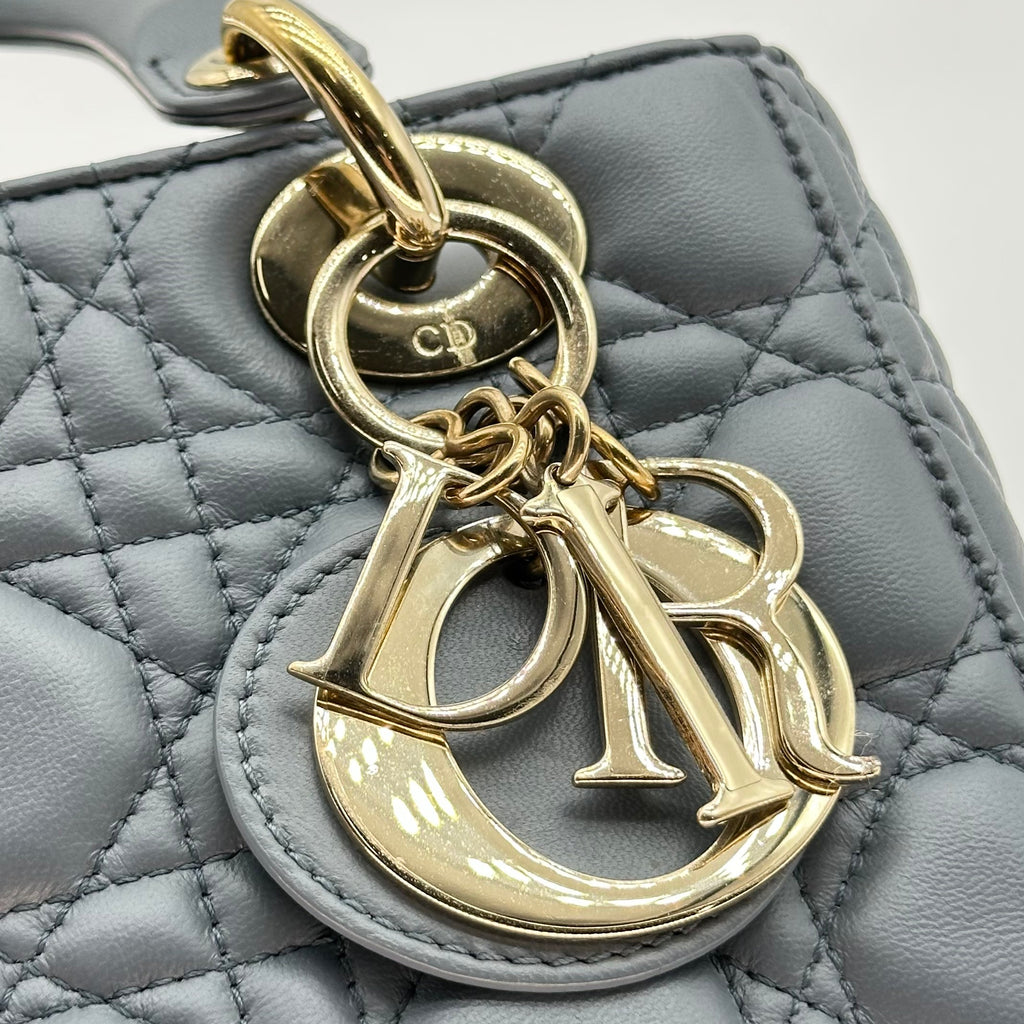 Christian Dior Lambskin Small My ABCDior Lady Dior Grey