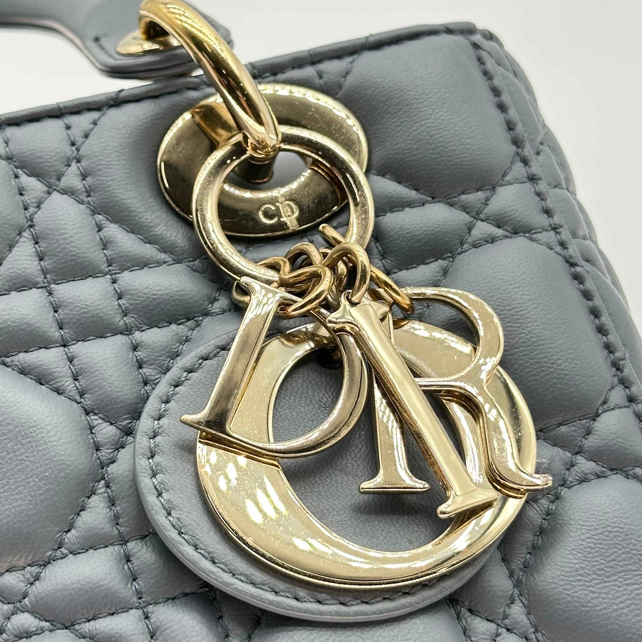 Christian Dior Lambskin Small My ABCDior Lady Dior Grey