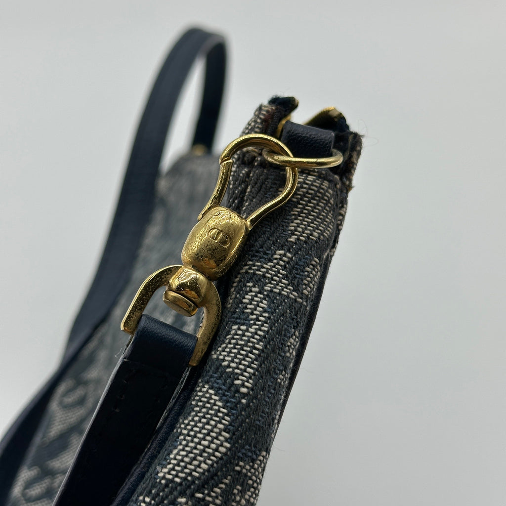 Dior Trotter Canvas Saddle Pouch Navy Shoulder Bag