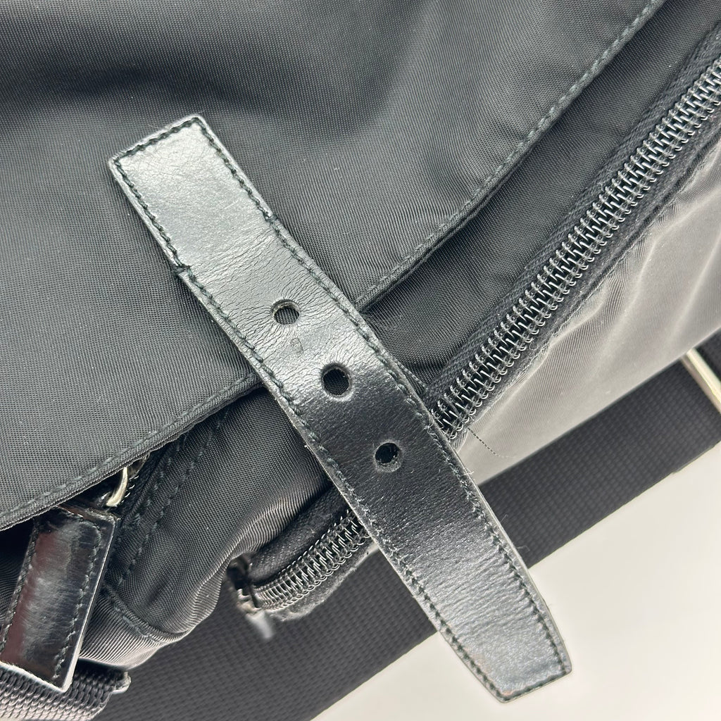 Prada Shoulder Bag Messenger Nylon Triangle Logo Black