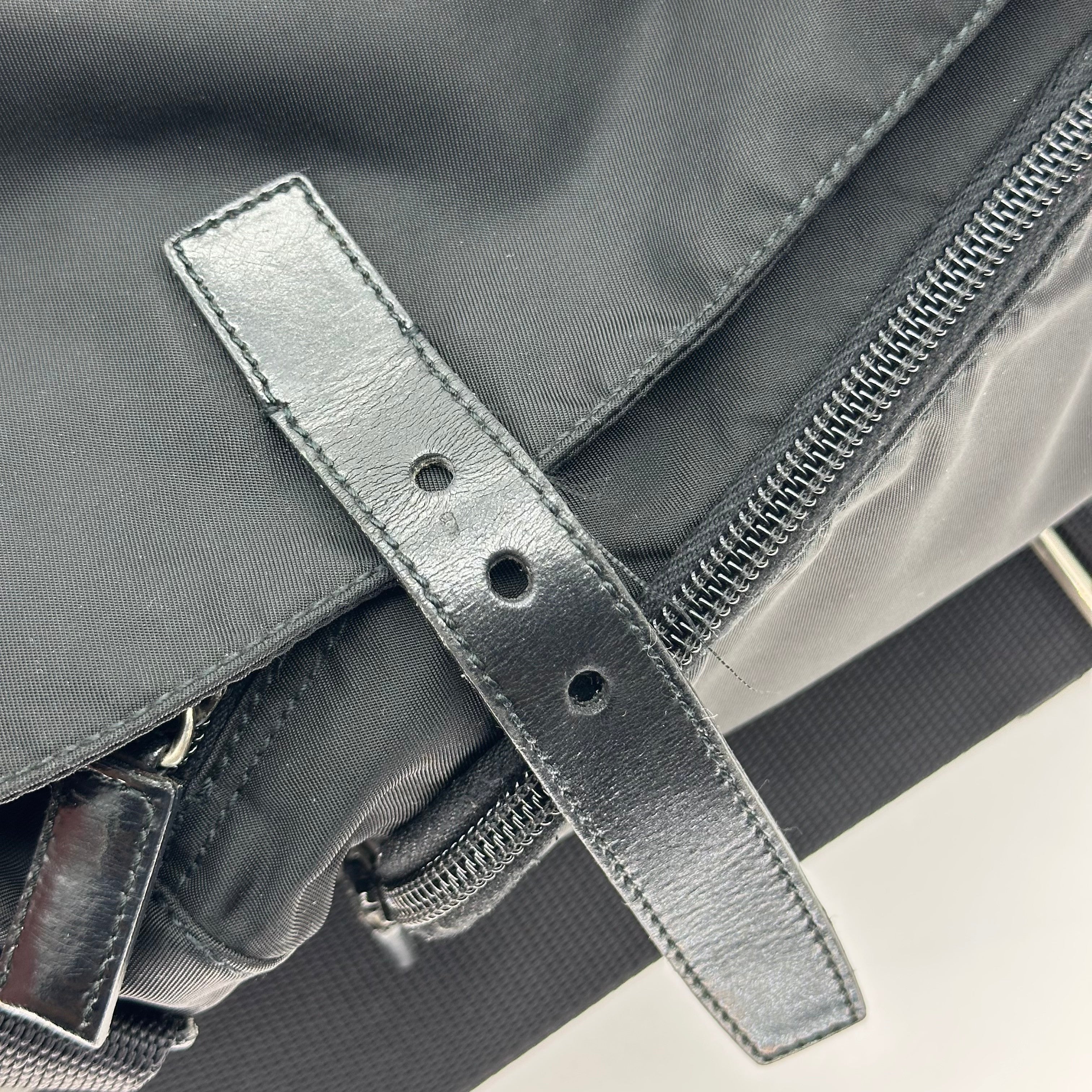 Prada Shoulder Bag Messenger Nylon Triangle Logo Black