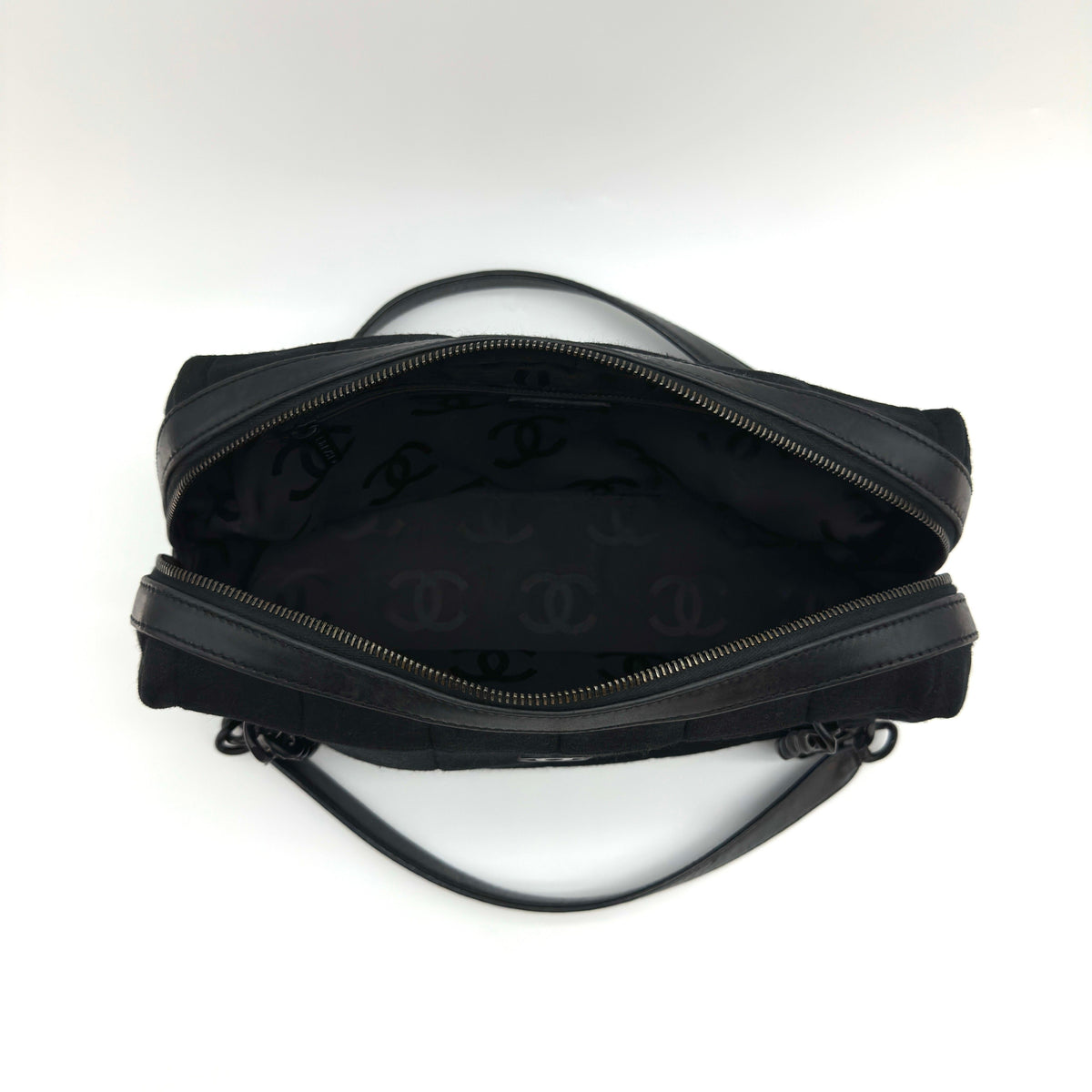 Chanel Chocolate Bar Cotton Chain Shoulder Bag Black Black Metal Fittings 7040713 7XXXXXX