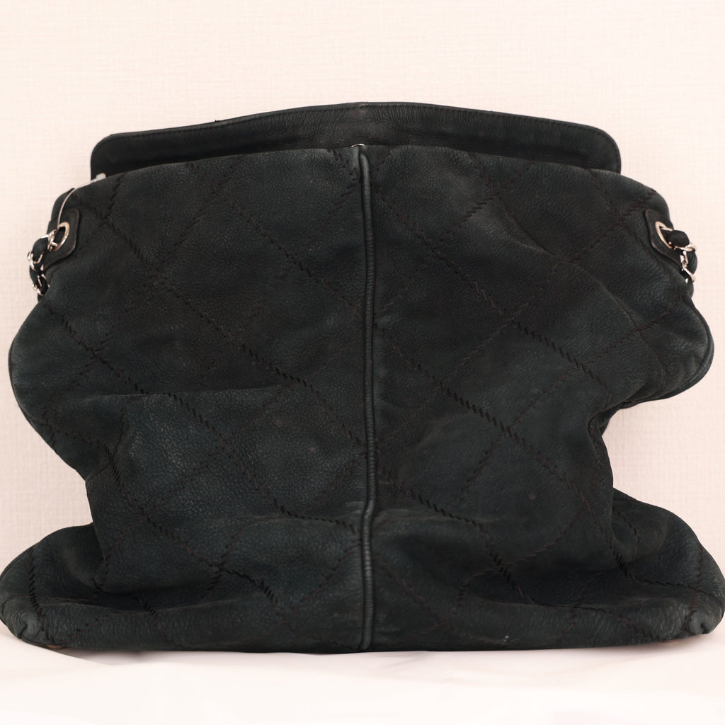 Chanel Ultra Stitch Leather Chain Shoulder Bag Black with Silver Hardware