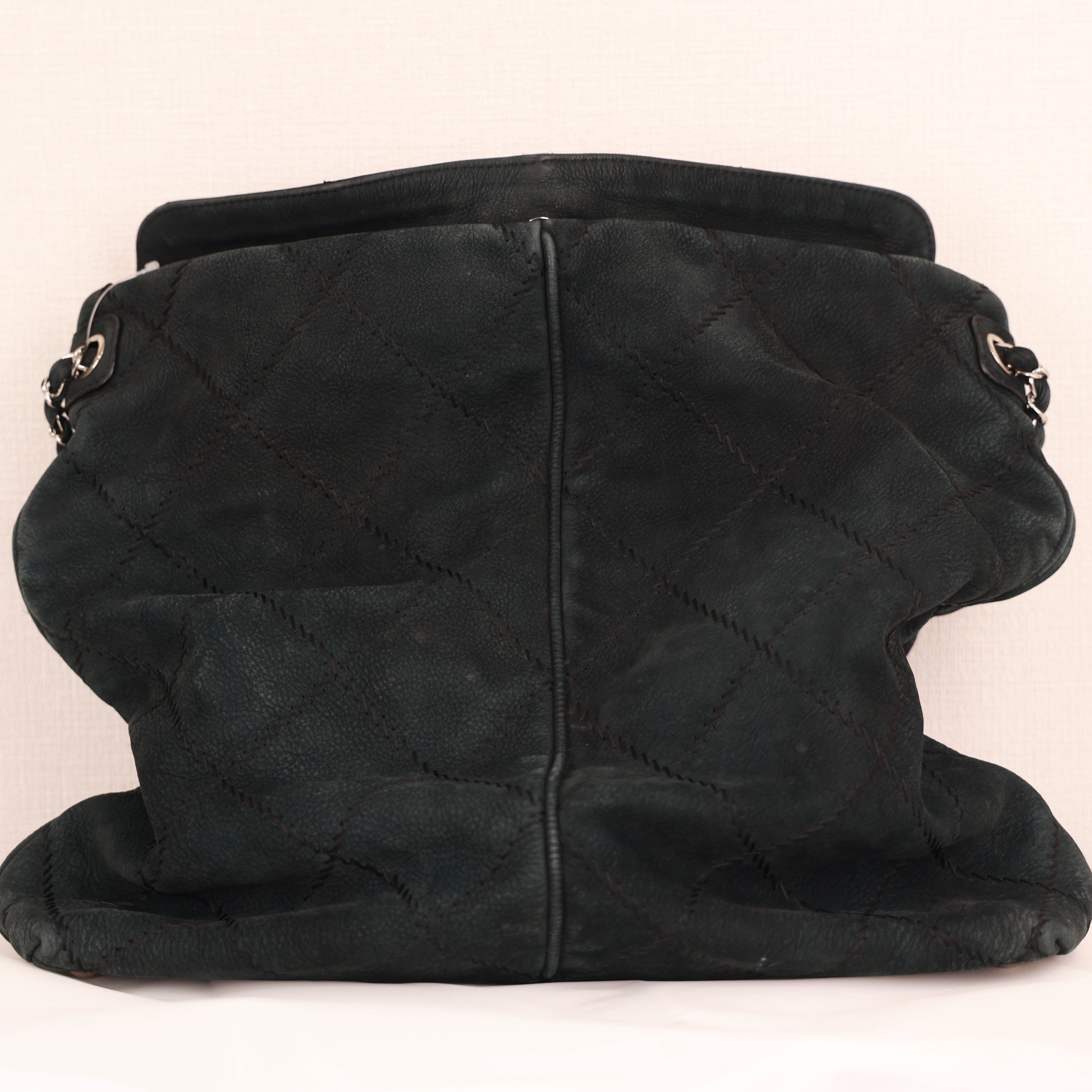 Chanel Ultra Stitch Leather Chain Shoulder Bag Black with Silver Hardware