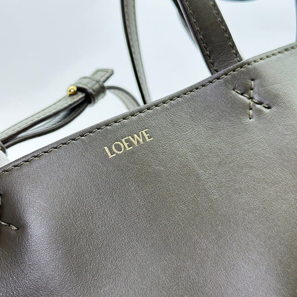 LOEWE Green Mini Leather Puzzle Fold Tote Bag 2WAY