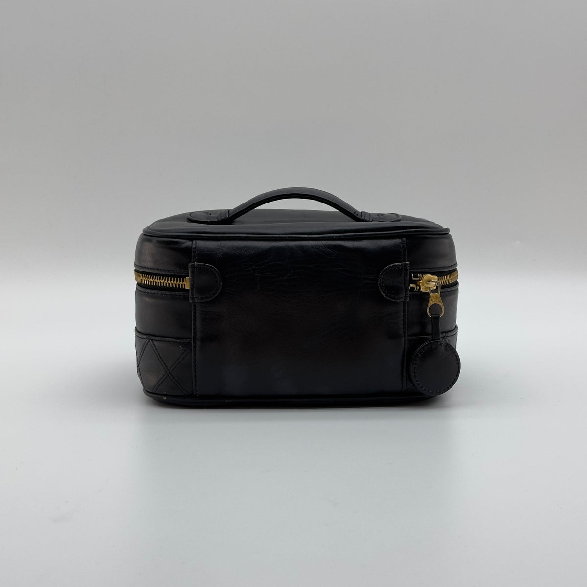 Chanel Quilted Caviar Leather Coco Mark Small Black Vanity Case