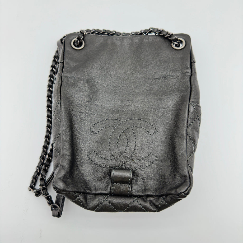 Chanel Quilted Leather Black Chain Shoulder Bag
