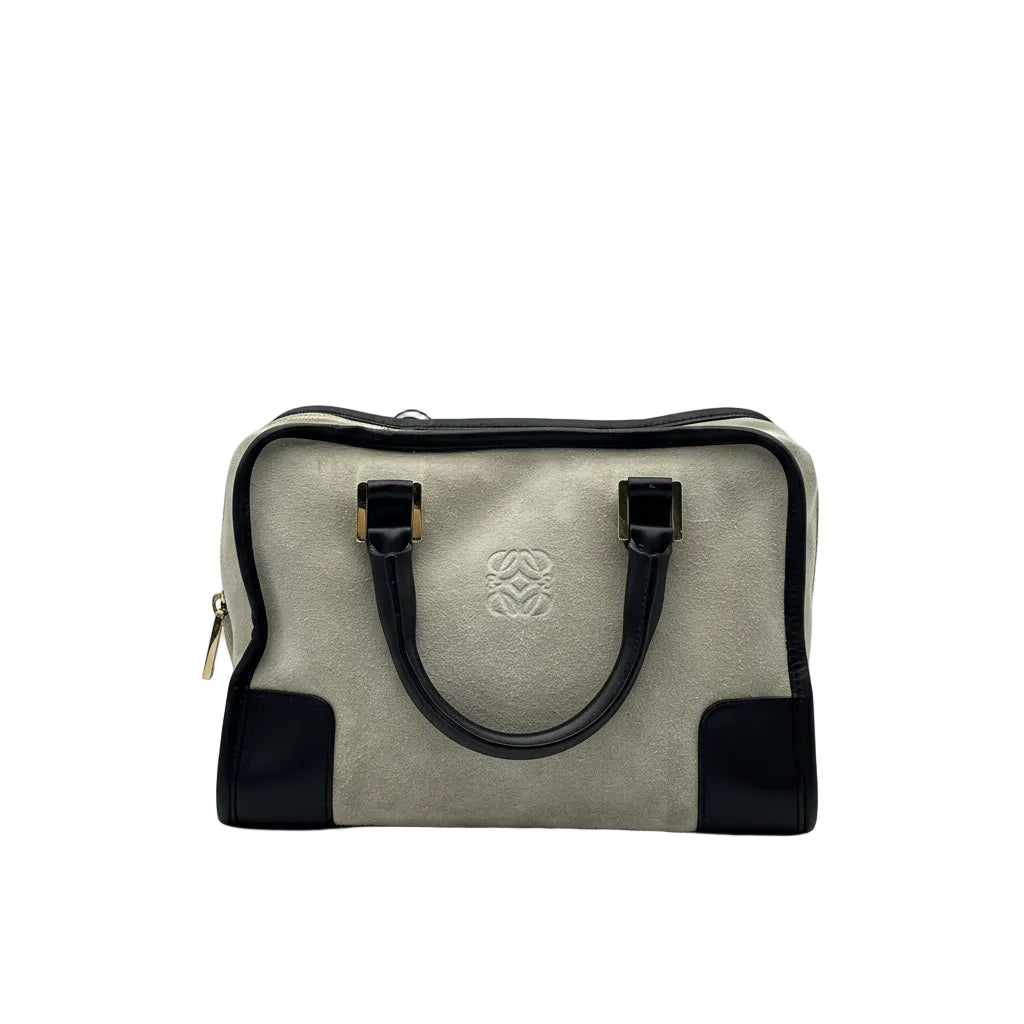 Loewe Amazona 28 Anagram Logo Suede Leather Boston Handbag