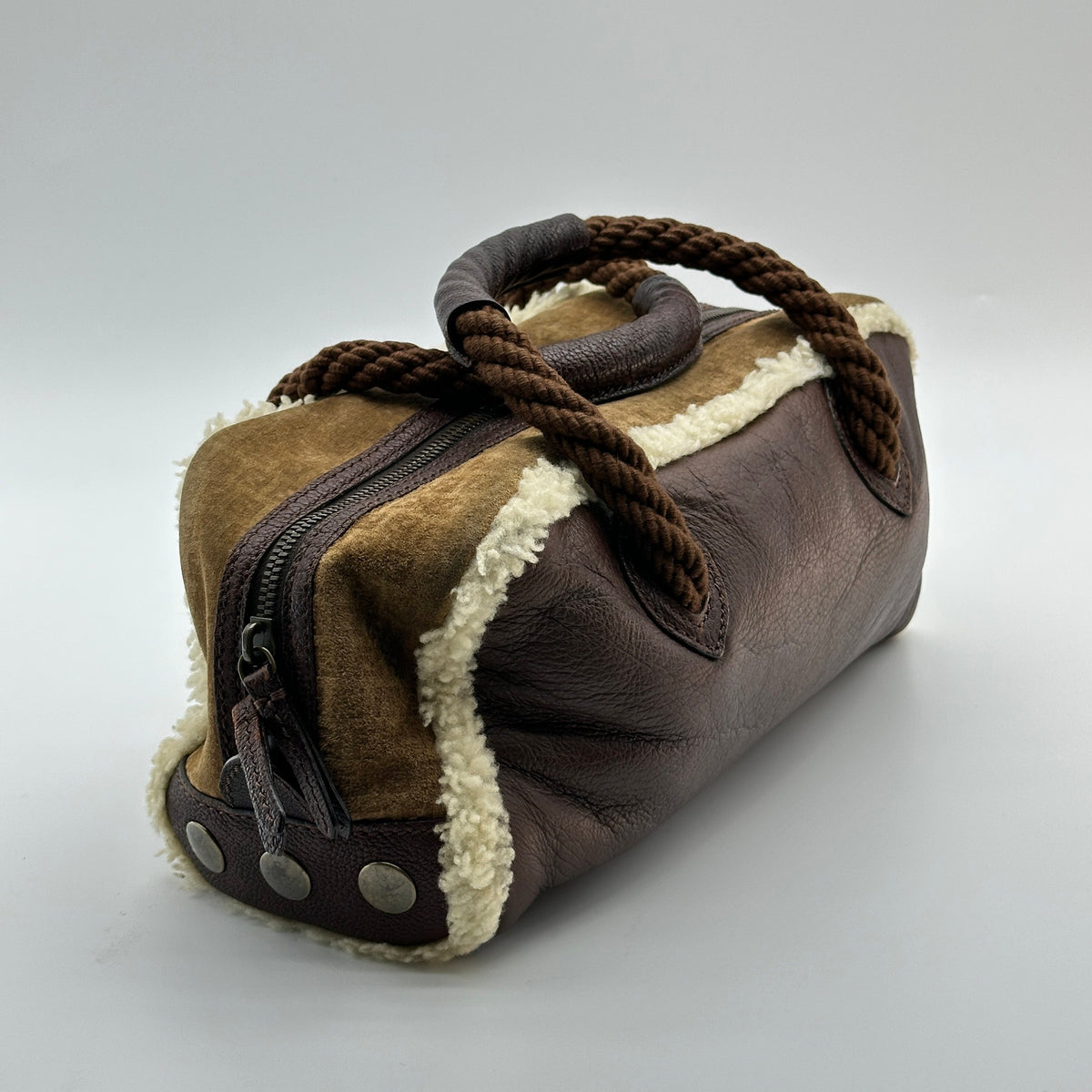 Fendi Shearling Leather Mouton Brown Handbag