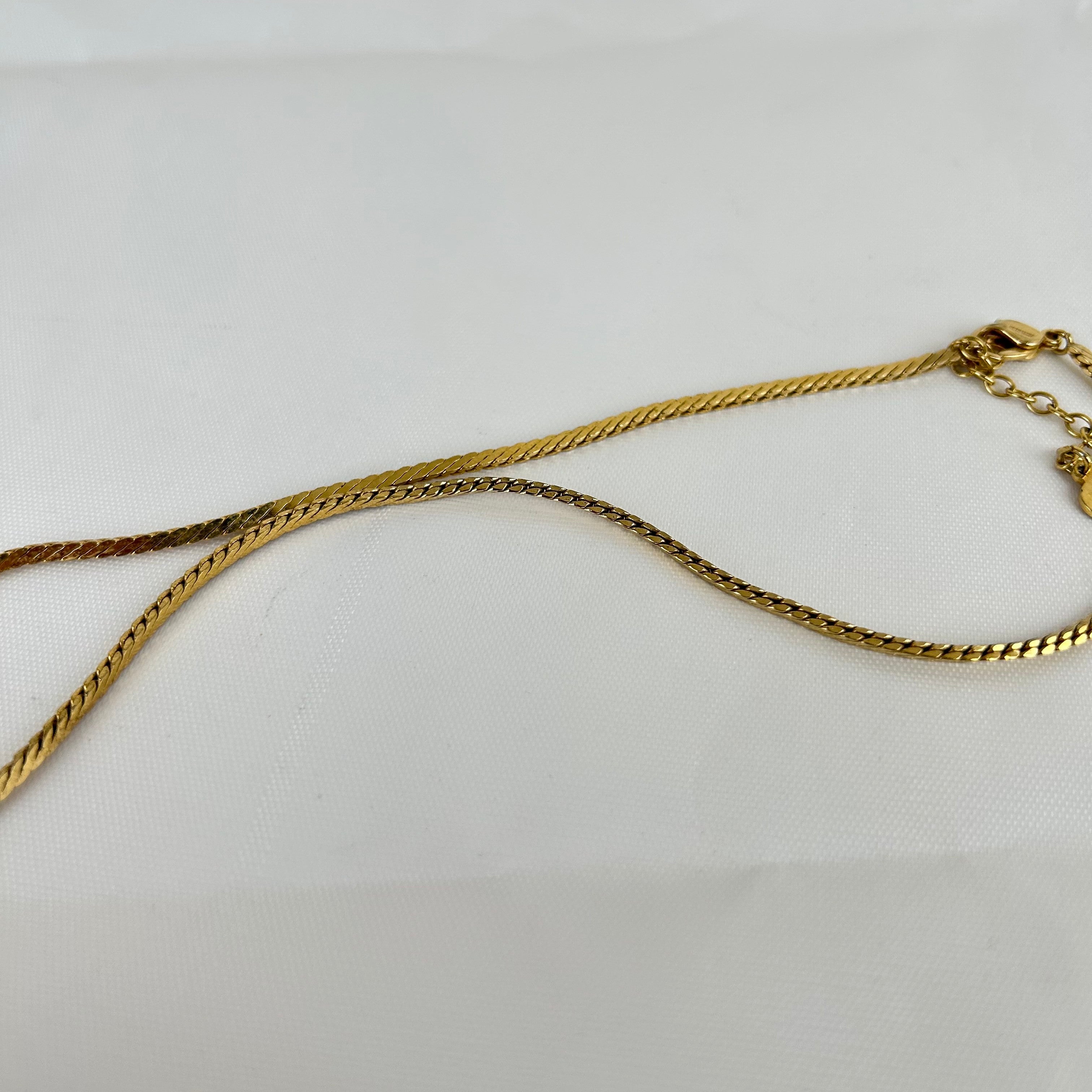 Christian Dior Square Round Rhinestone Dior Logo Necklace Gold Tone