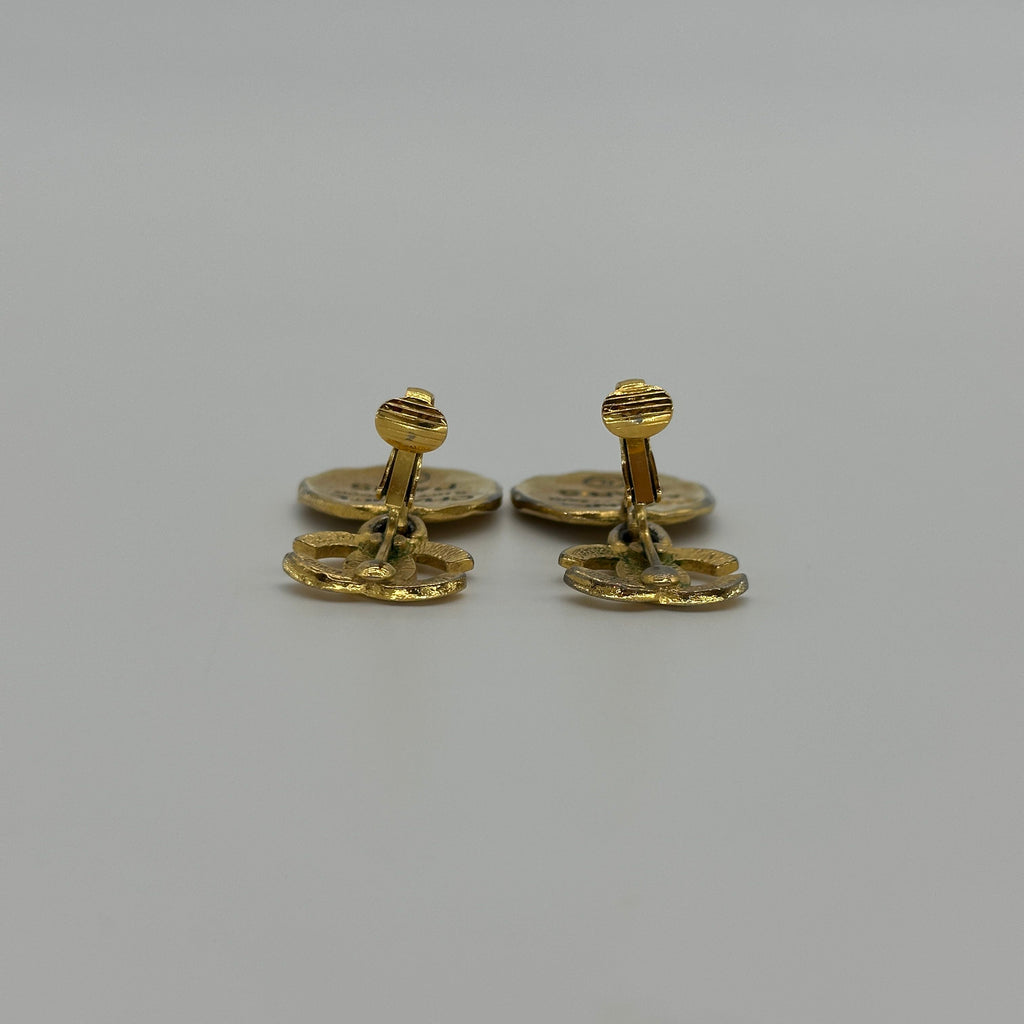 Chanel Coco Mark Cambon Plate Gold-Tone Drop Earrings