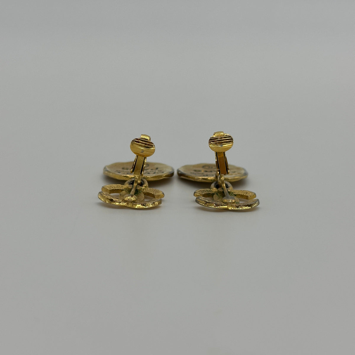 Chanel Coco Mark Cambon Plate Gold-Tone Drop Earrings