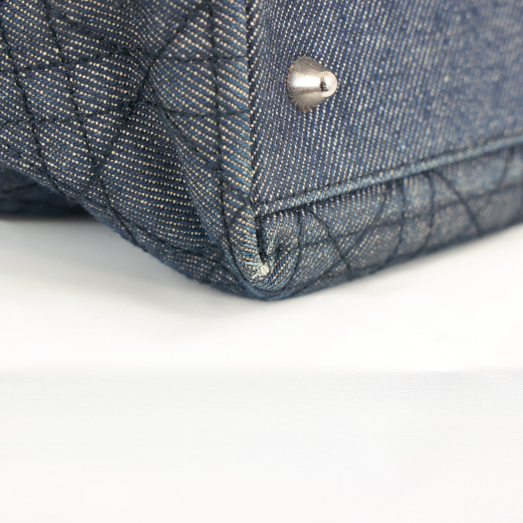 Christian Dior Denim Cannage Tote Bag Shoulder Bag