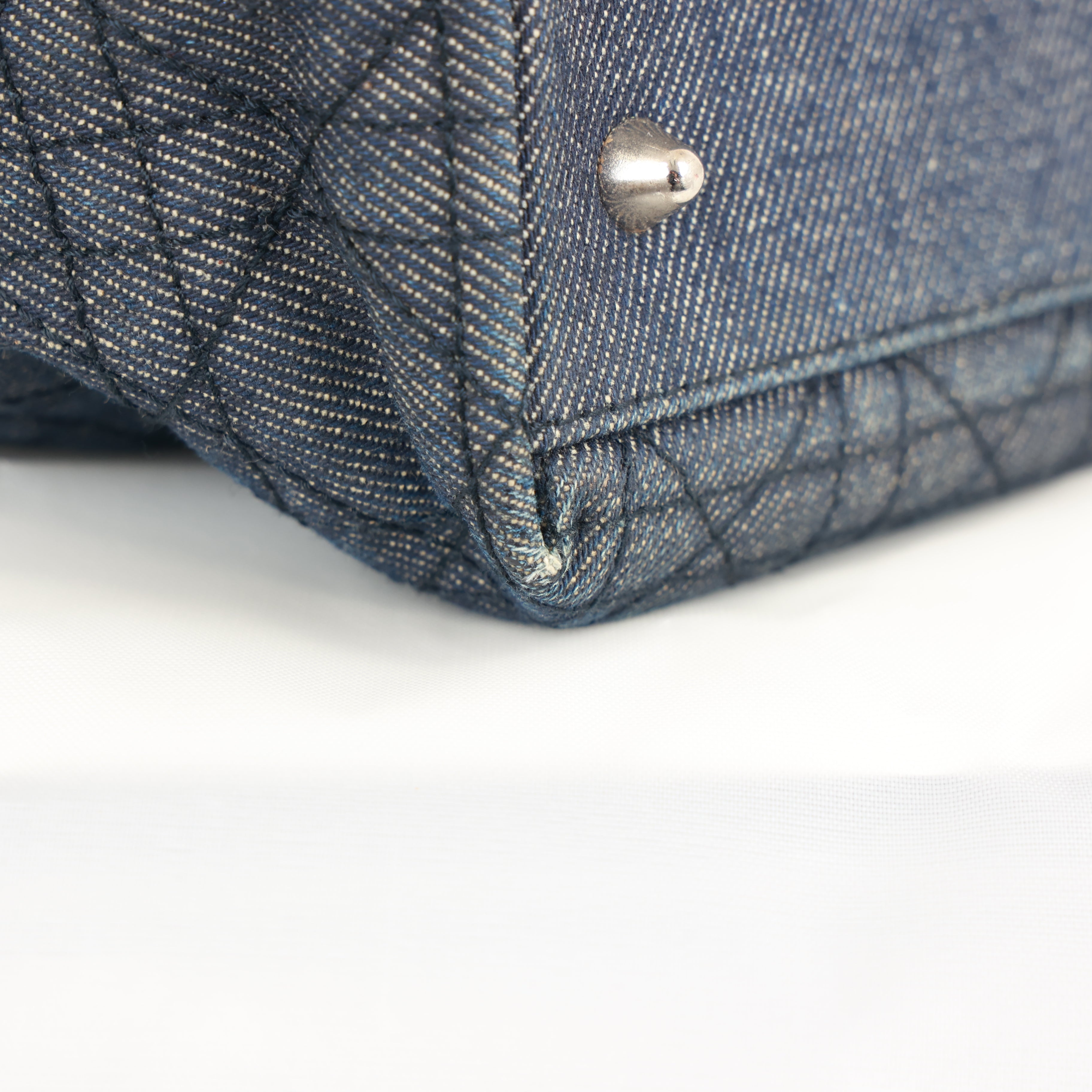 Christian Dior Denim Cannage Tote Bag Shoulder Bag