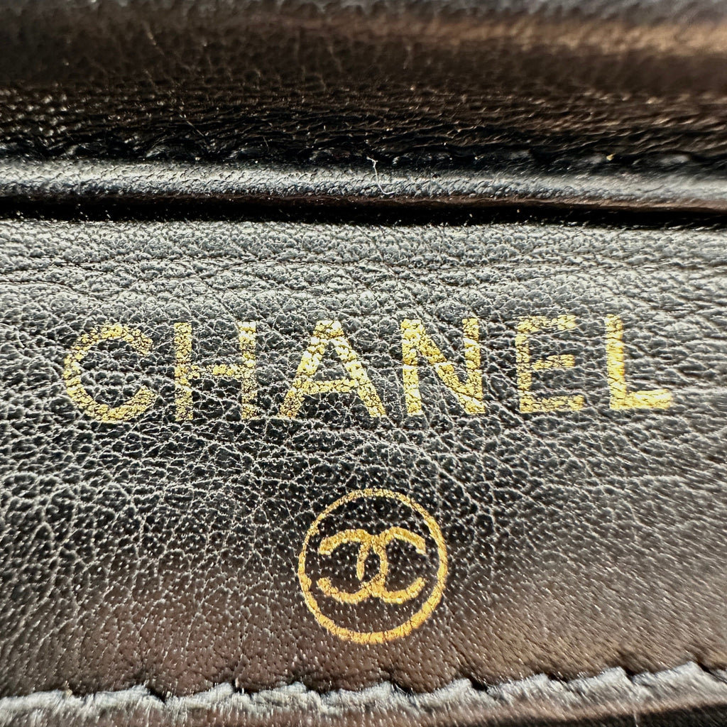 Chanel Coco Mark Caviar Leather Black Chain Wallet