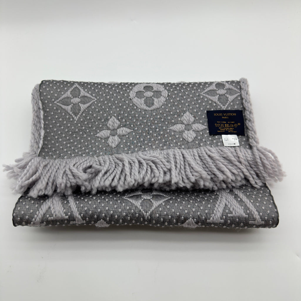 Louis Vuitton Logomania Wool Silk Gris Perle Scarf M74742