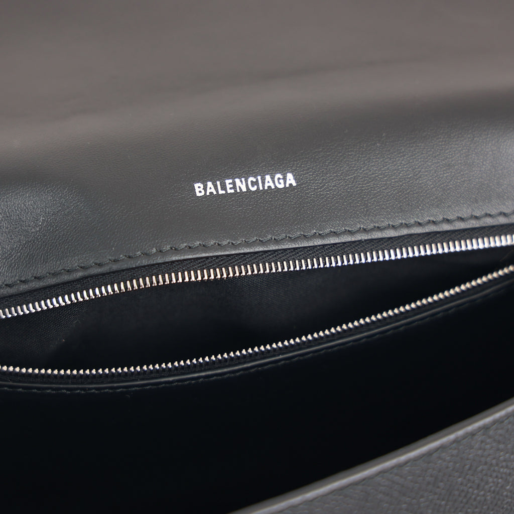 Balenciaga Downtown Bag Black Silver Hardware Shoulder Crossbody Bag