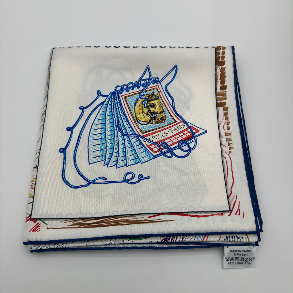 Hermes Carre Horse Motif Multicolor Silk Scarf