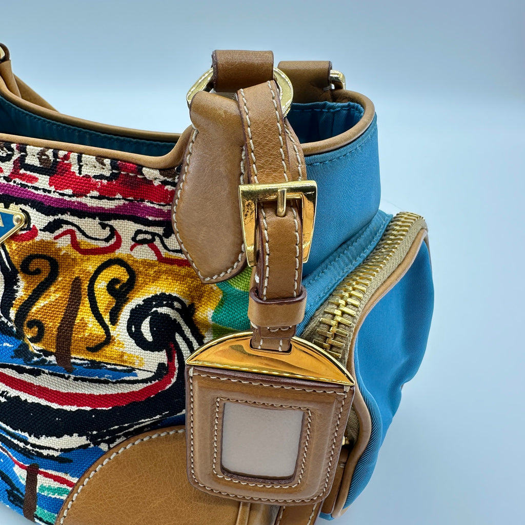 prada cloth mini bag multicolor printed canvas