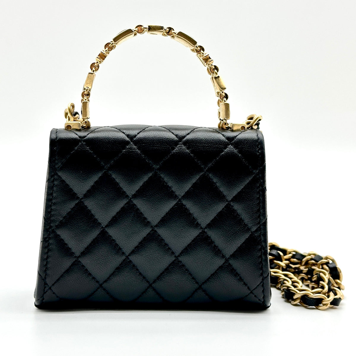Chanel Quilted Lambskin Trendy CC Mini Black Top Handle Shoulder Bag