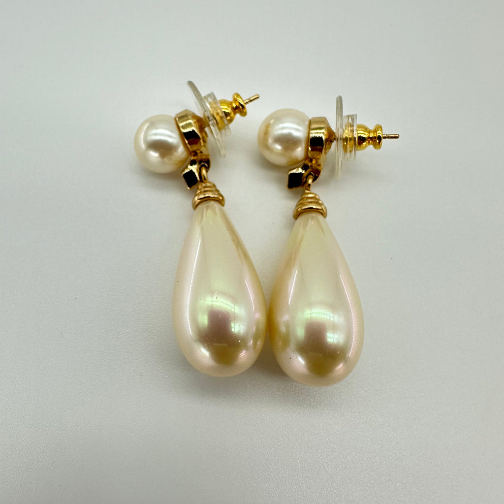 Christian Dior J‘adore Perfume Bottle Inspired Pearl Drop Earrings Vintage Jewelry