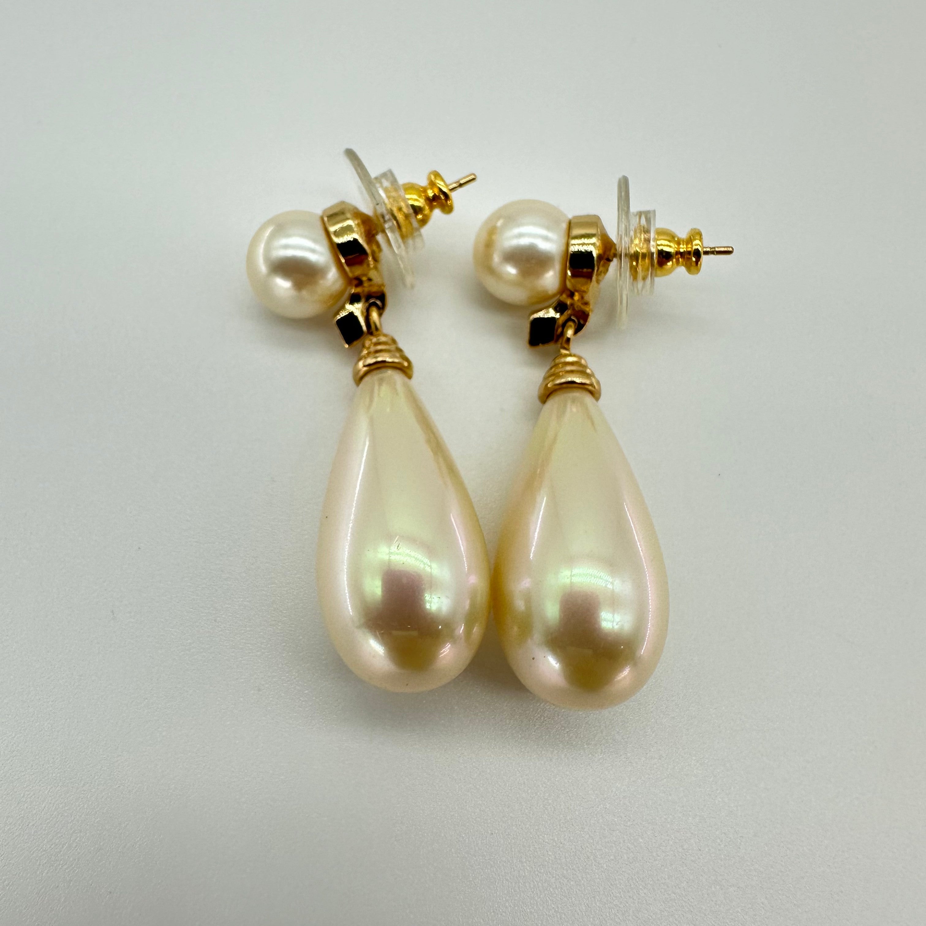 Christian Dior J‘adore Perfume Bottle Inspired Pearl Drop Earrings Vintage Jewelry