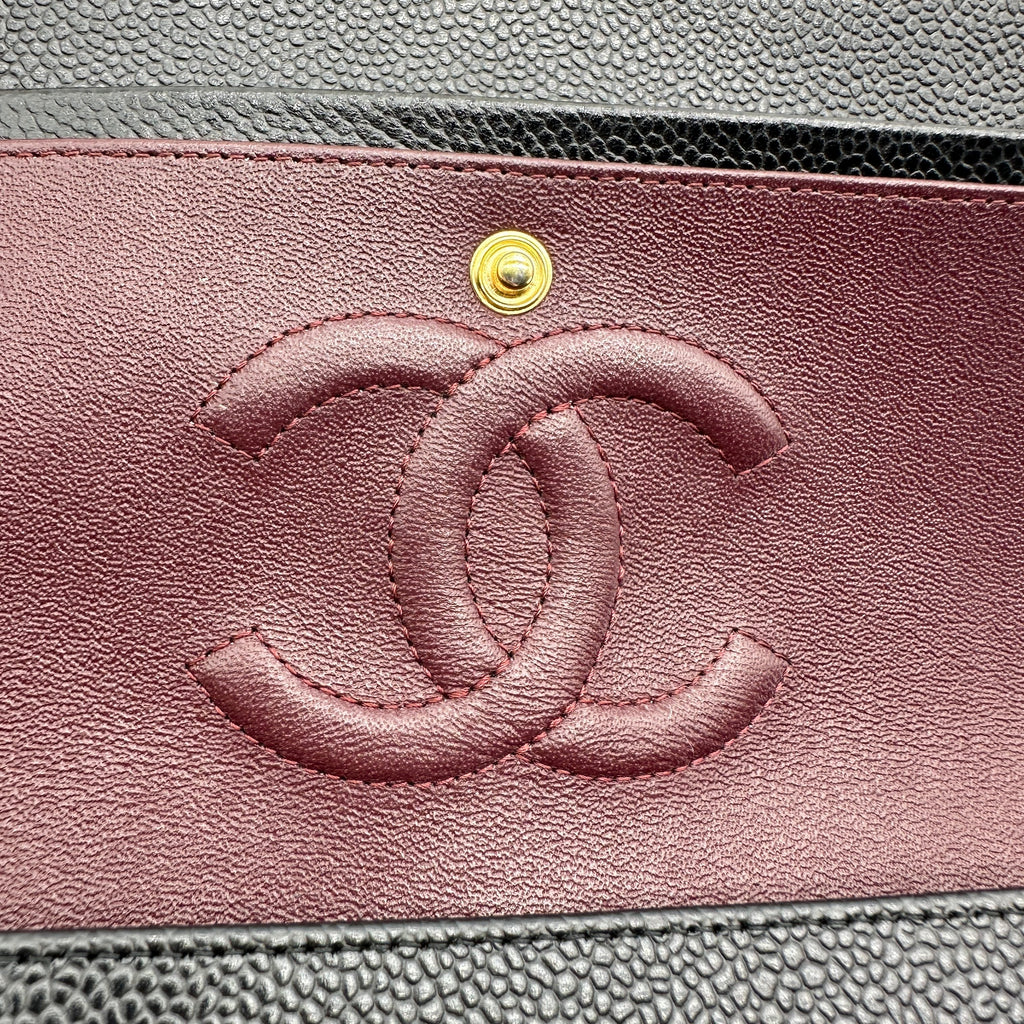 Chanel Matelasse 25 Caviar Skin Double Flap Double Chain Bag Black Gold Metal Fittings 26052533 26XXXXXX A01112