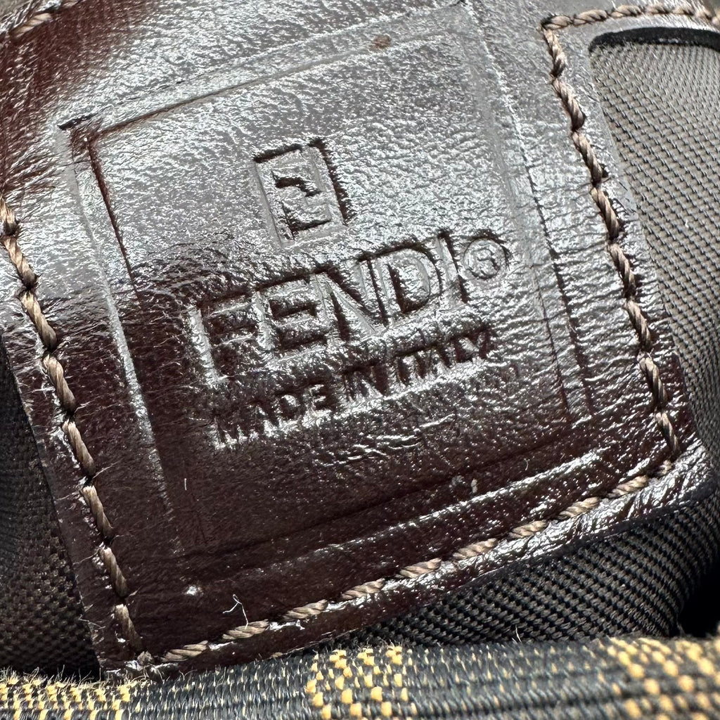 Fendi FF Logo Zucca Shoulder Crossbody Bag Brown Canvas Leather Vintage