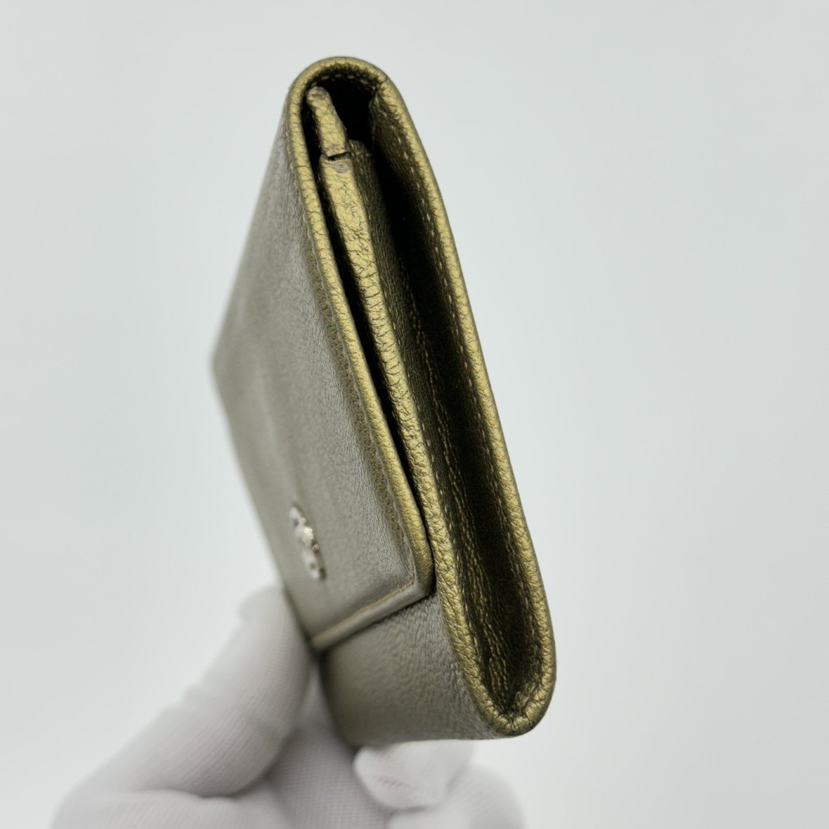 Chanel Bi Fold Wallet Coco Mark Leather Coco Button Vintage Serial Not Available