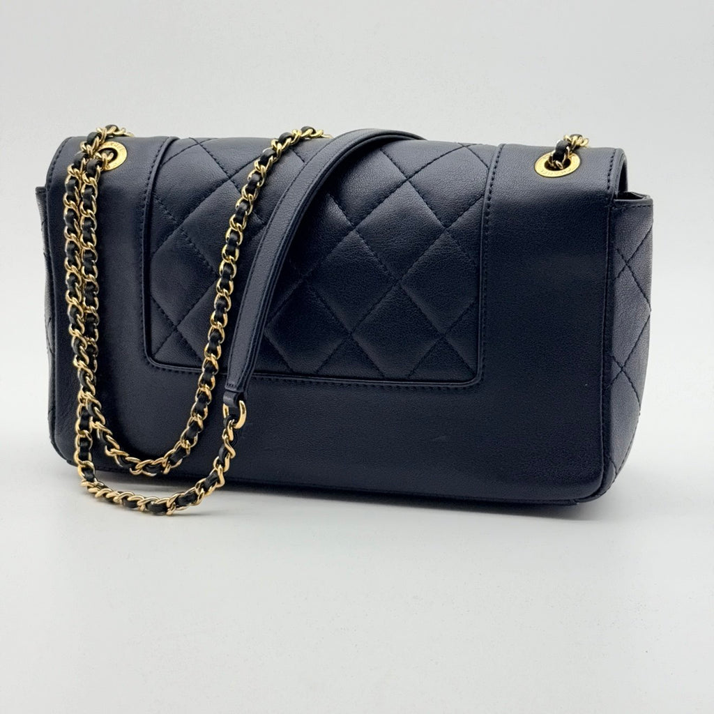 Chanel Black Quilted Sheepskin Leather Mademoiselle Vintage Flap Bag