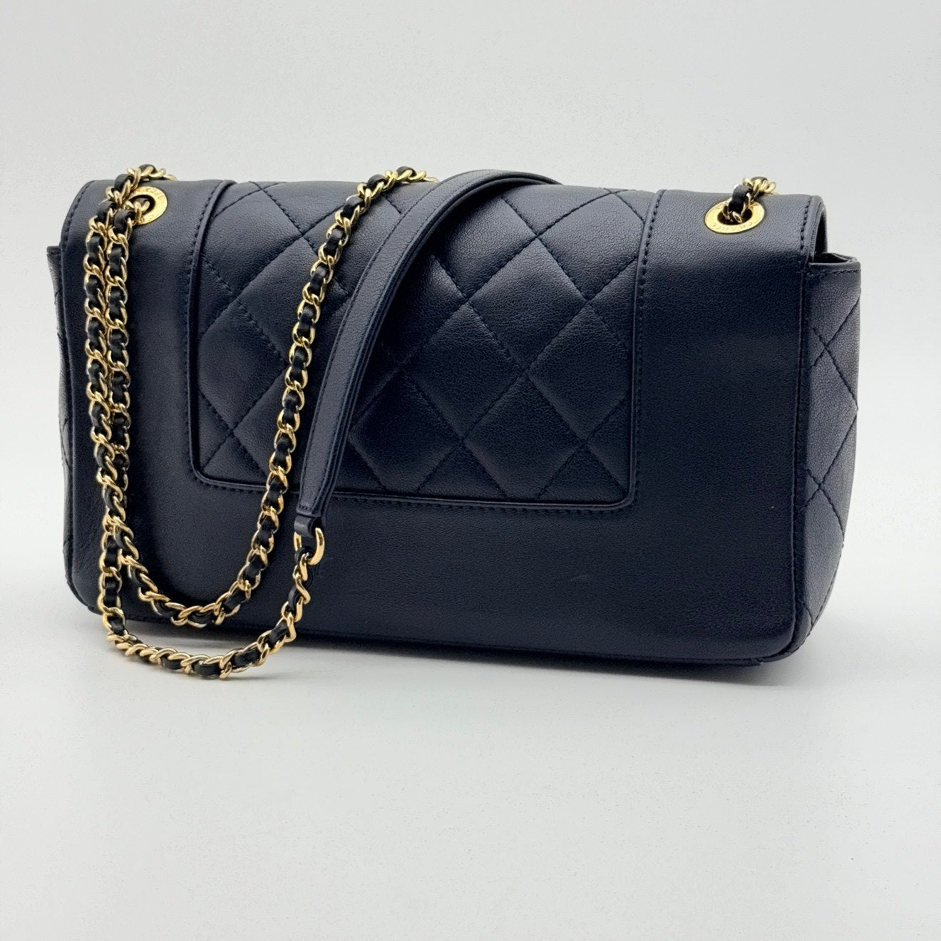 Chanel Black Quilted Sheepskin Leather Mademoiselle Vintage Flap Bag