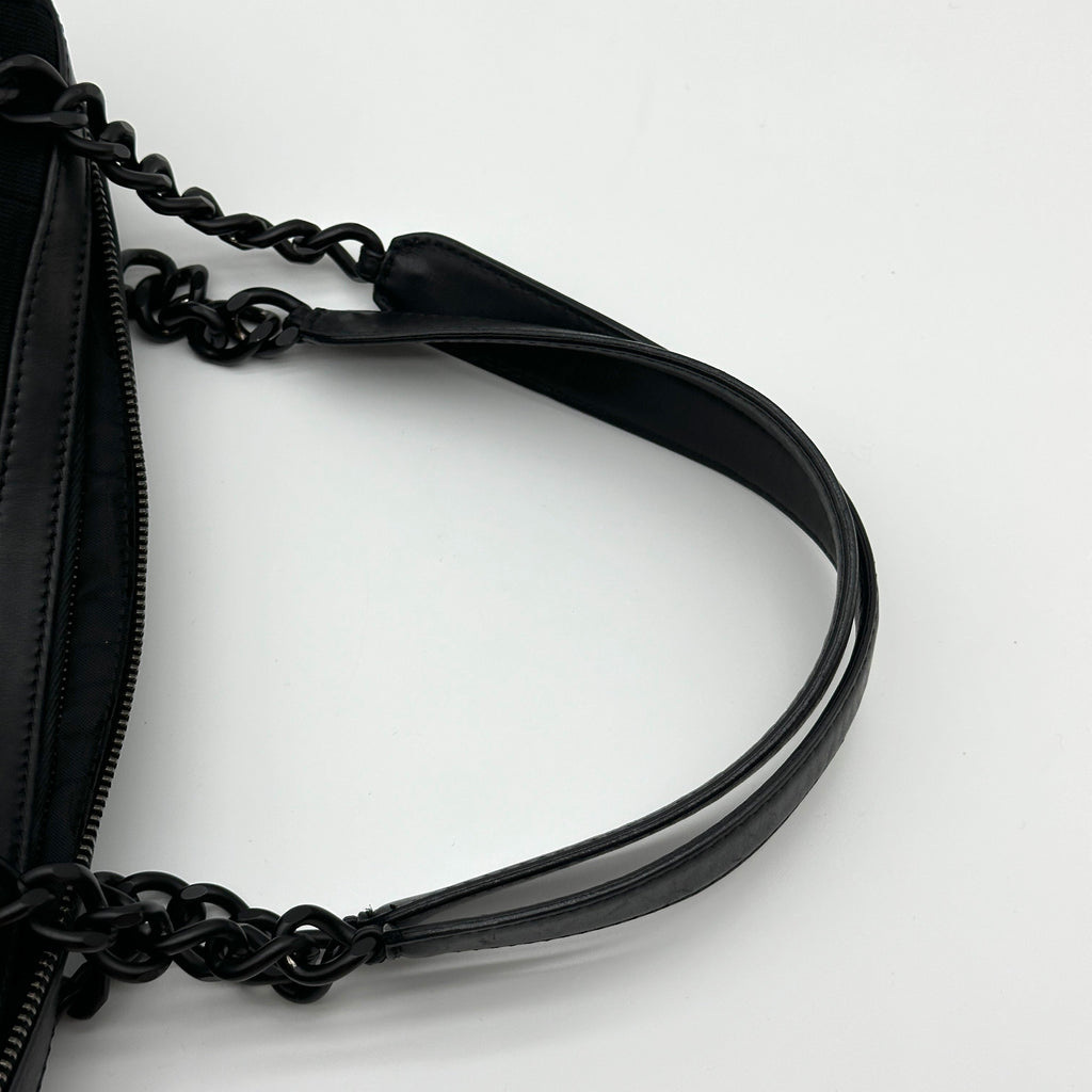 Chanel Chocolate Bar Cotton Chain Shoulder Bag Black Black Metal Fittings 7040713 7XXXXXX