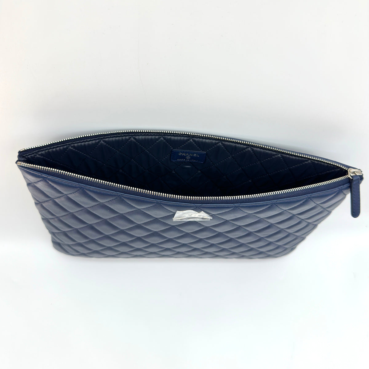Chanel Quilted Lambskin Navy Clutch Bag