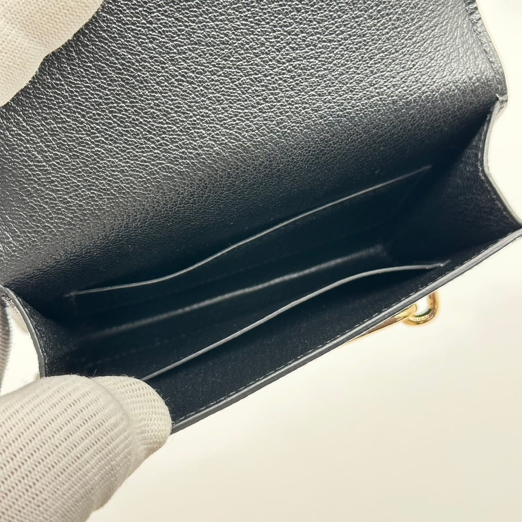 Hermès Roulis Slim Wallet Black Lizard Leather Gold Hardware Stamp D with Precious Leather Certificate No Coin Pocket