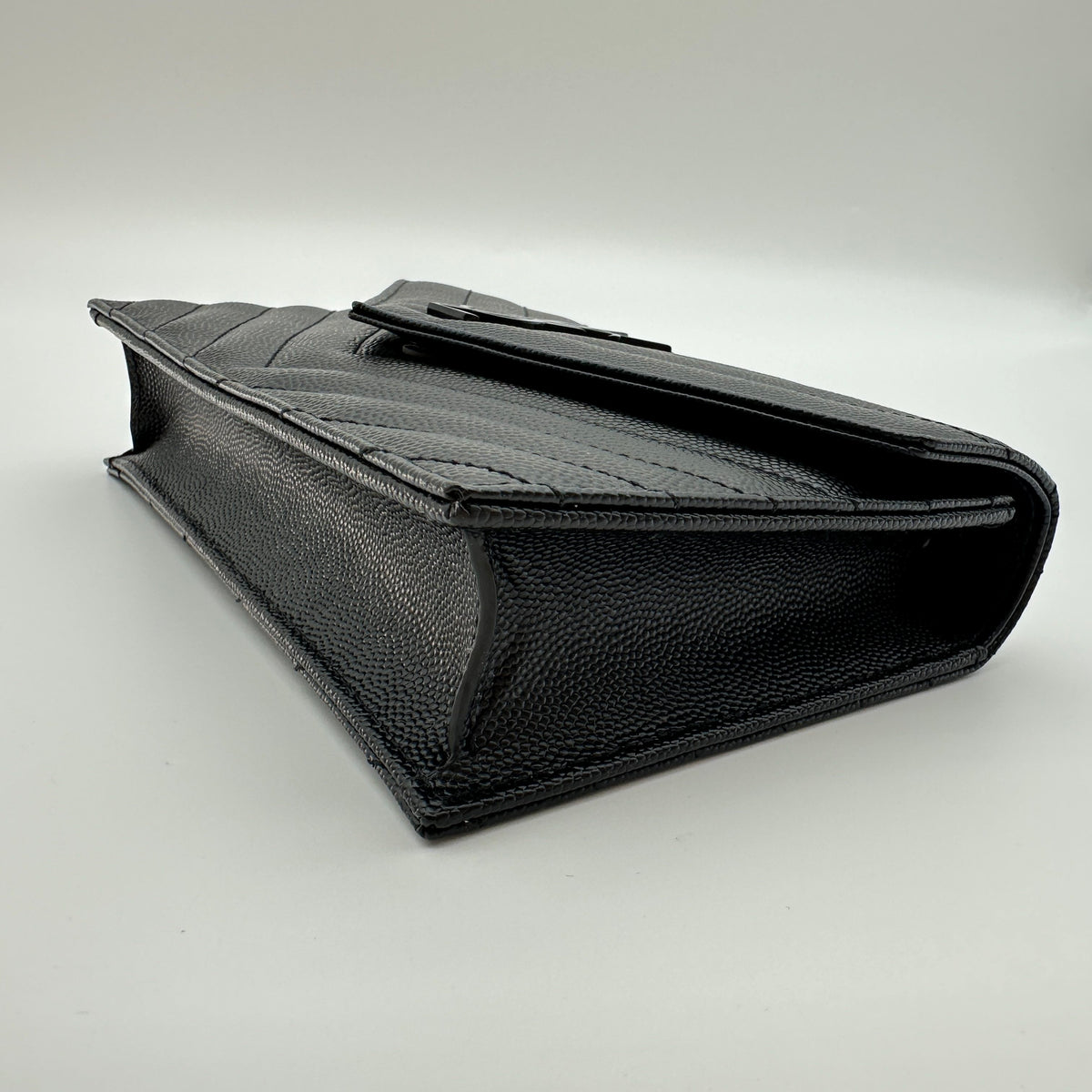 Saint Laurent Paris envelopes Leather Chain Wallet Black 695108