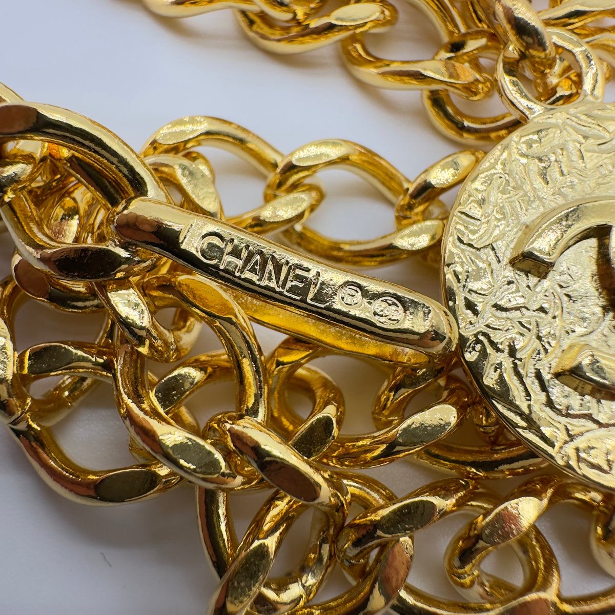 Chanel Gold Chain Coco Mark Medallion Belt