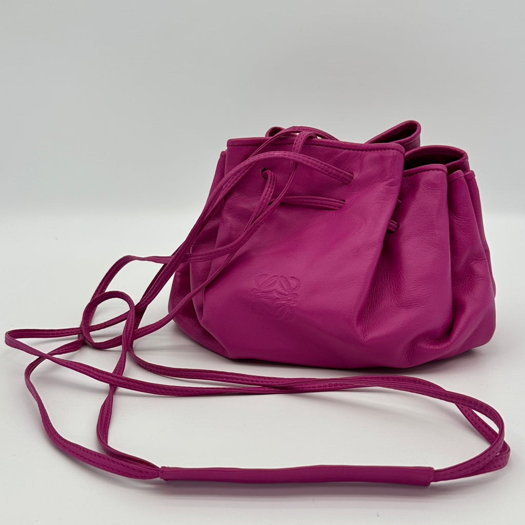 Loewe Lambskin Drawstring Bucket Bag Flamenco Shoulder Crossbody Bag