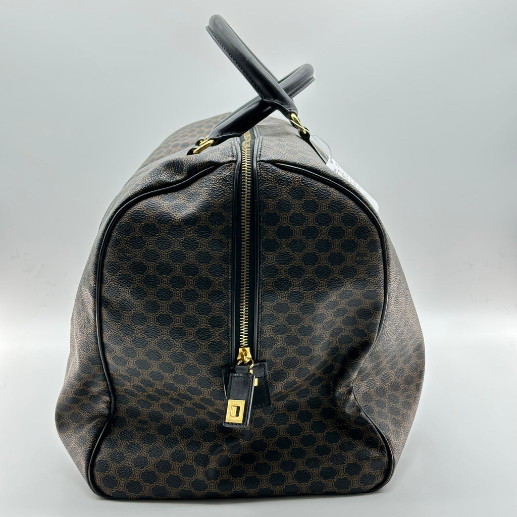 vintage celine black macadam large boston bag travel bag unisex