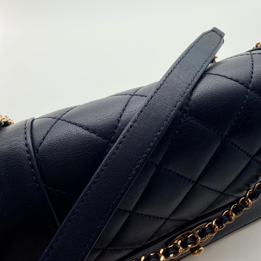 Chanel Black Quilted Sheepskin Leather Mademoiselle Vintage Flap Bag