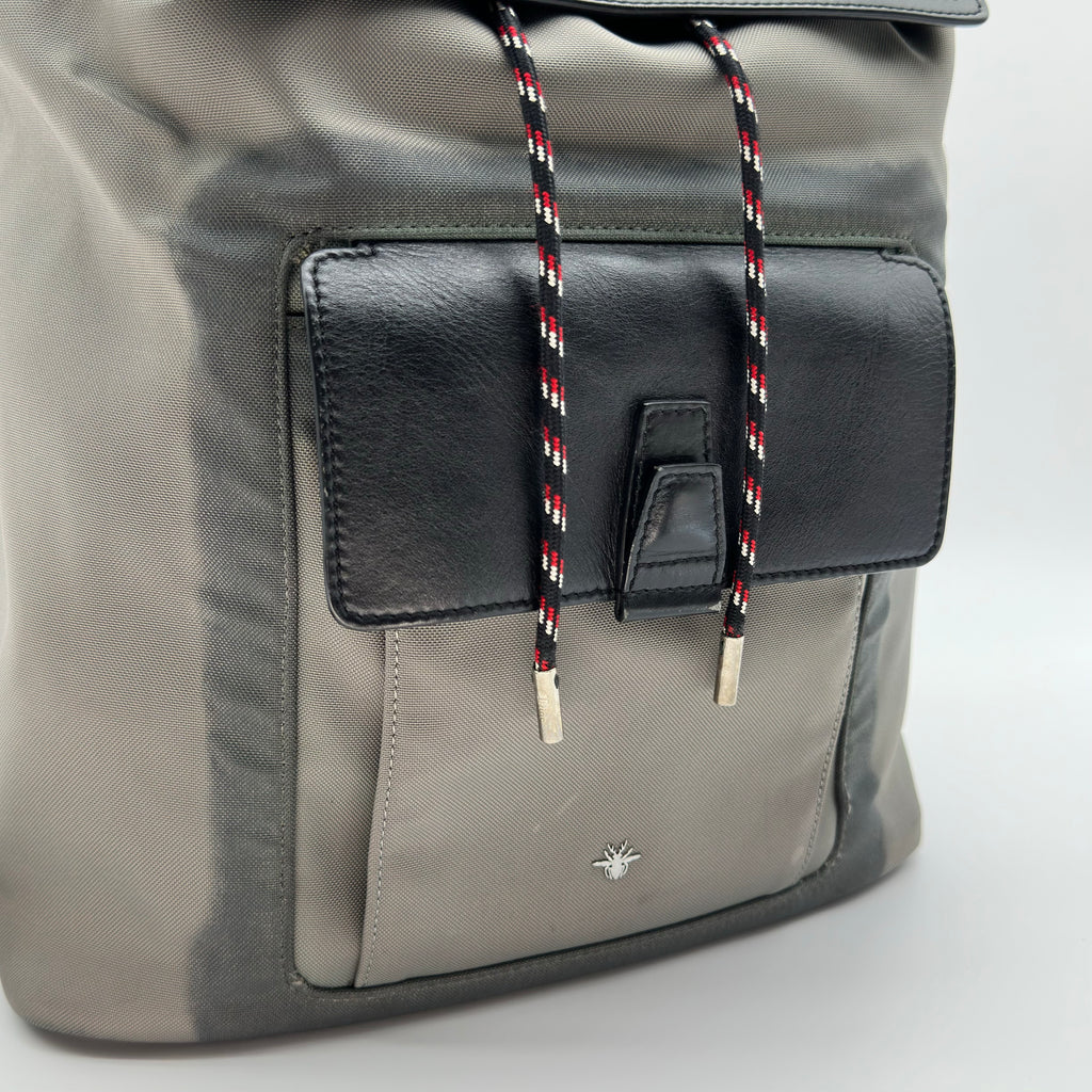 SAC A DOS DIOR HOMME MOTION EN NYLON GRIS ET CUIR NOIR GREY BACKPACK