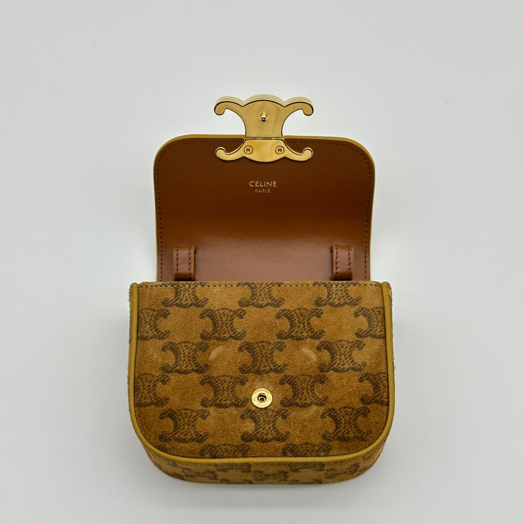 Celine Triomphe Canvas Mini Claude Brown Shoulder Bag