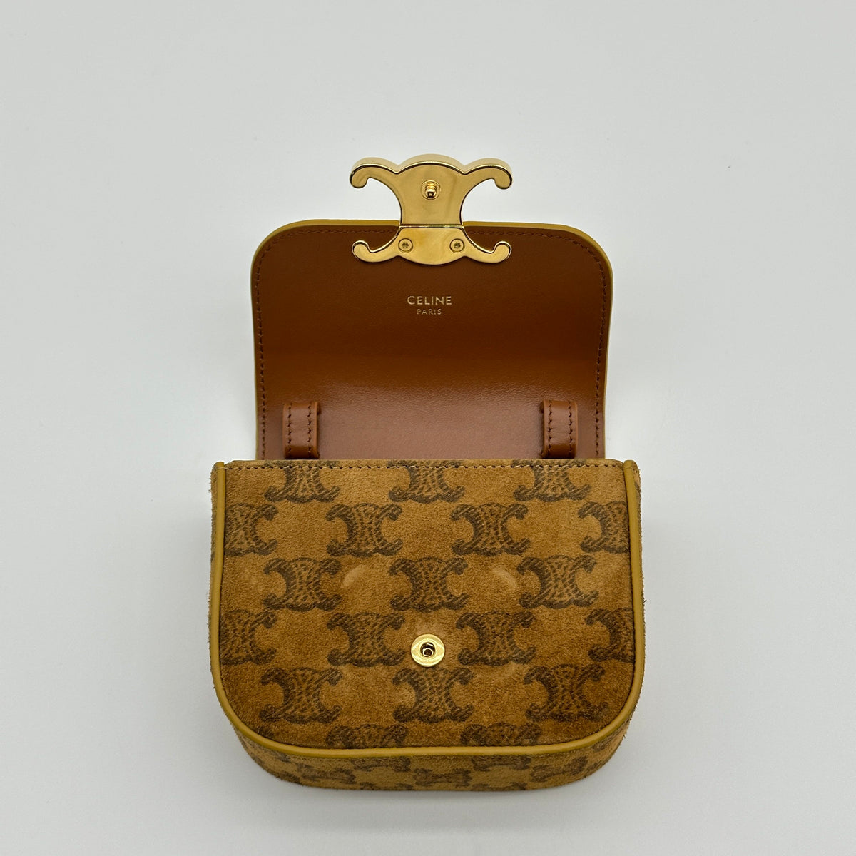 Celine Triomphe Canvas Mini Claude Brown Shoulder Bag