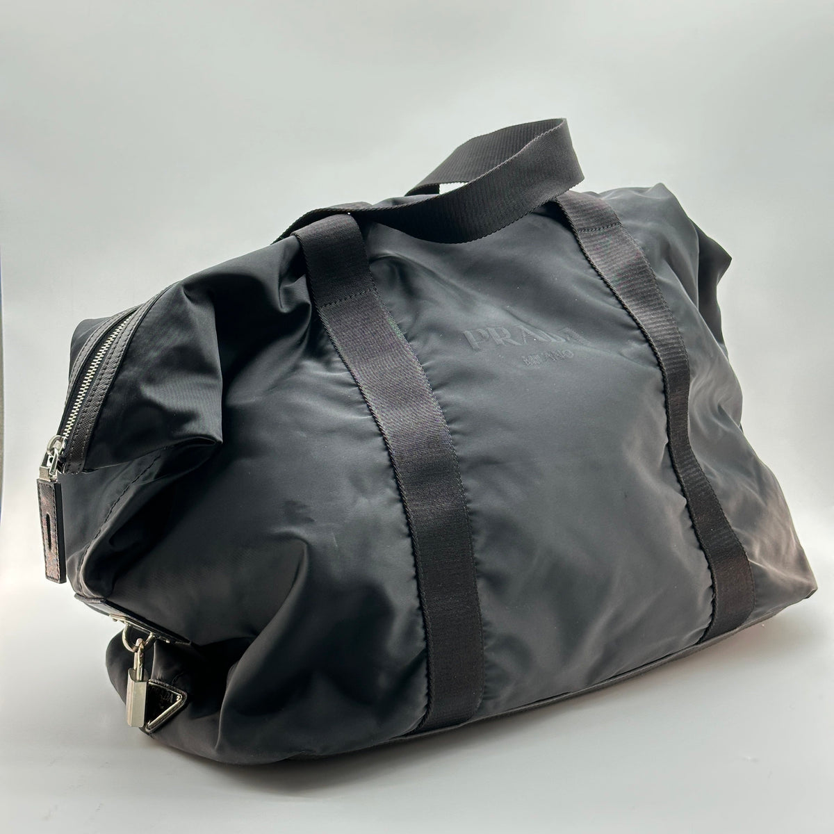 Prada Nylon Boston Black Travel Bag